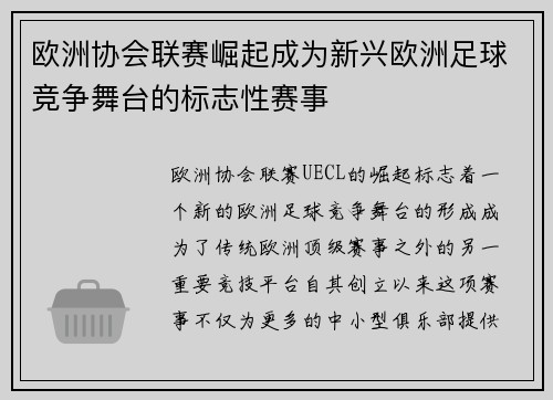 欧洲协会联赛崛起成为新兴欧洲足球竞争舞台的标志性赛事